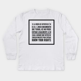 Know Your Rights: Consent to Enter (Spanish) Kids Long Sleeve T-Shirt